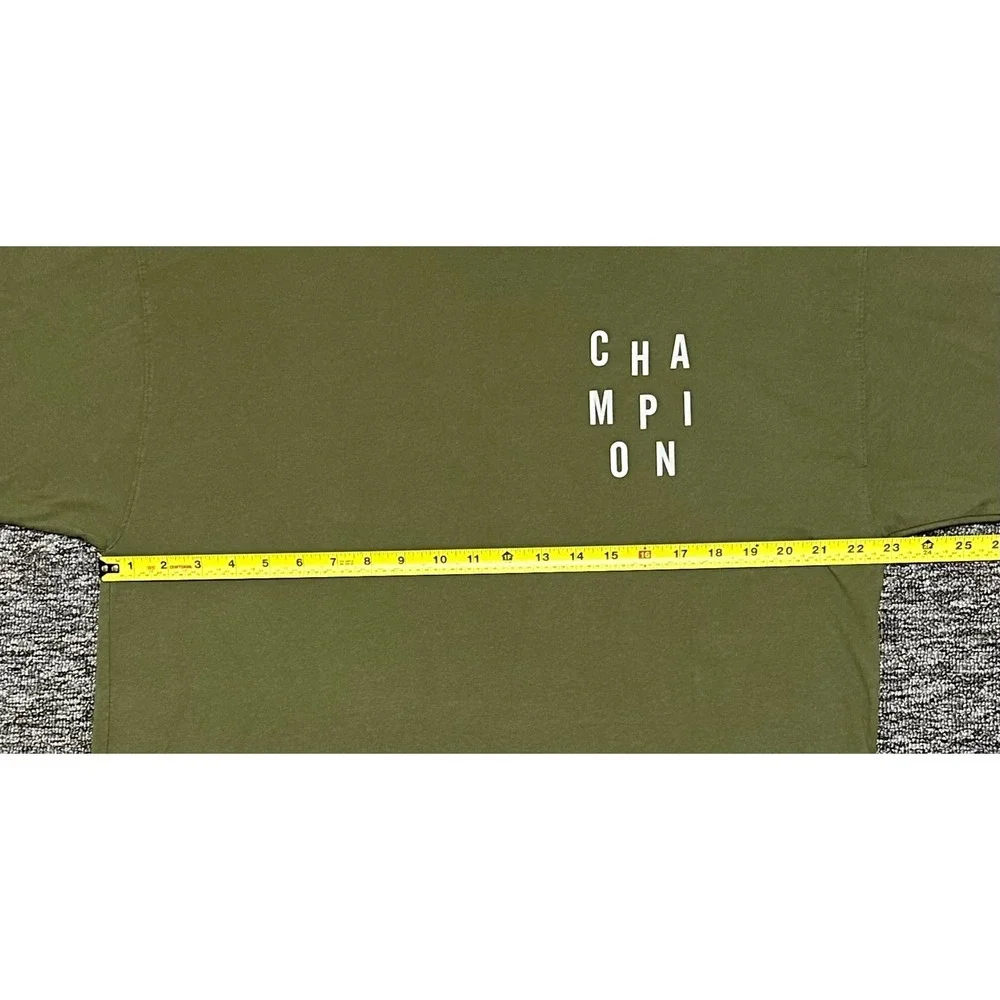 Champion Mens XL Olive Green Graphic T-Shirt Short Sleeve Back Print Cotton Tee - Picture 5 of 7